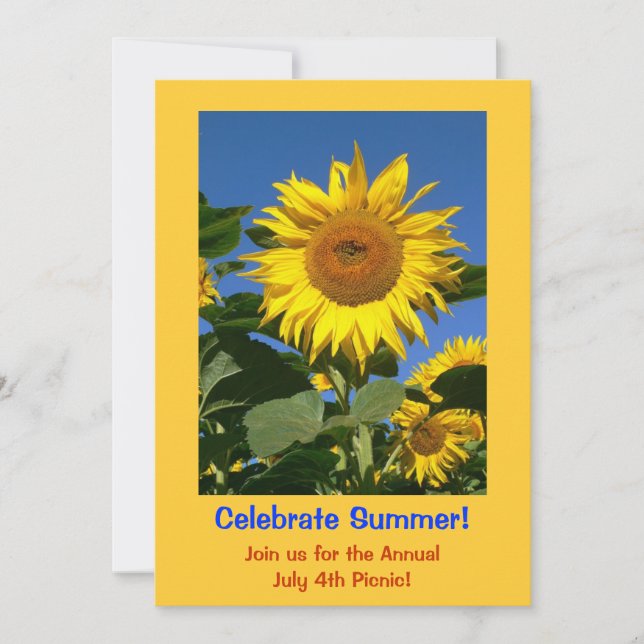 Carte d'invitation Sun Flower pour une fête d'été (Devant)