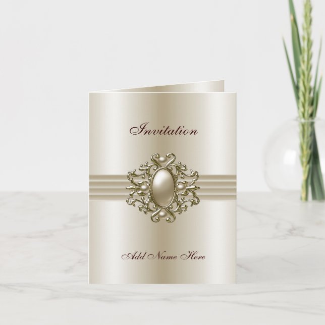 Carte d'invitation Toutes occasions Élégante Perle (Devant)