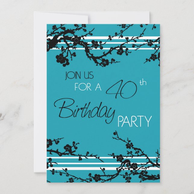 Carte d'invitation Turquoise 40e anniversaire (Devant)
