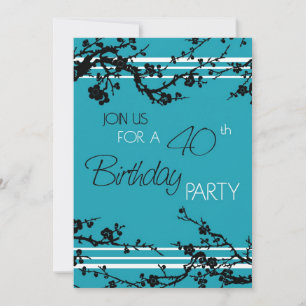 Carte d'invitation Turquoise 40e anniversaire