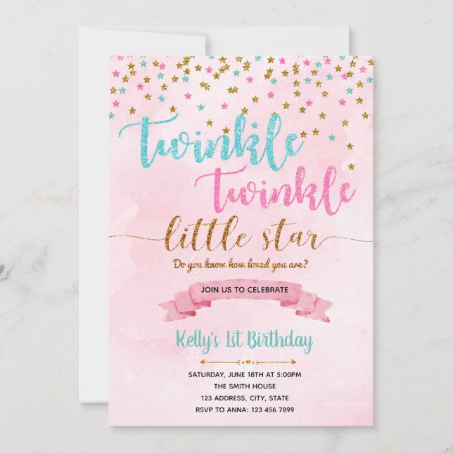 Carte d'invitation Twinkle Twinkle (Devant)