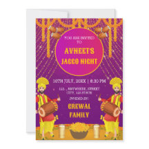 Carte d'invitation vibrante pour une nuit de Jaggo