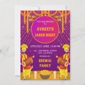 Carte d'invitation vibrante pour une nuit de Jaggo