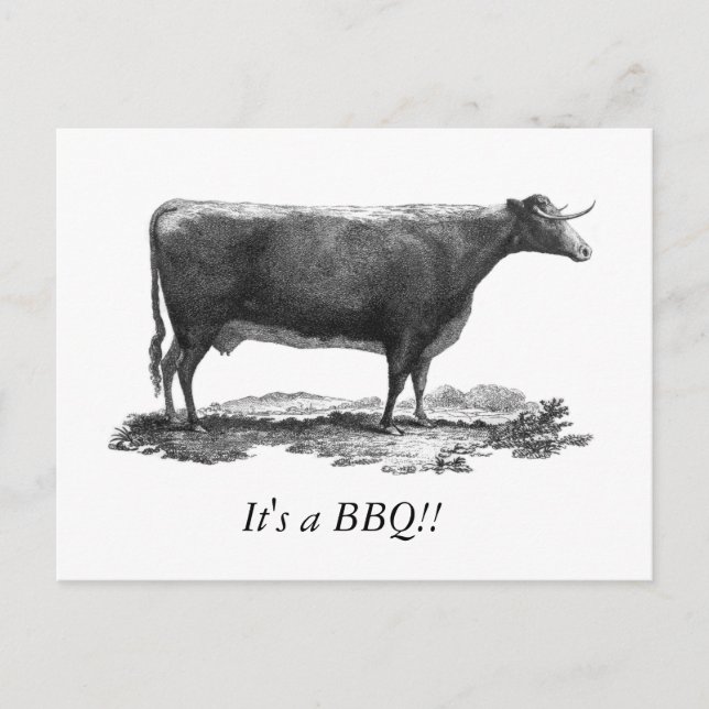 Carte d'invitation vintage BBQ (Devant)