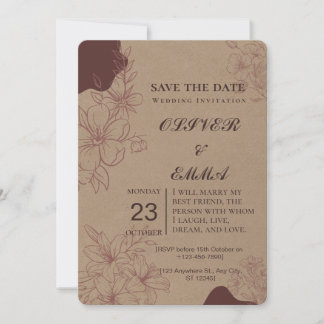 Carte d'invitation vintage florale pour annoncer v