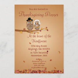 Carte d'invitation Whimsical Thanksgiving Owls