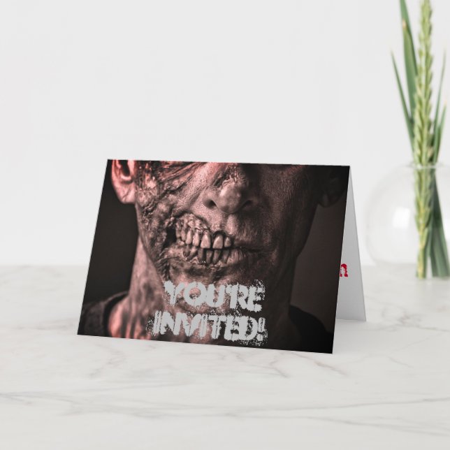 Carte d'invitation Zombie Halloween (Devant)