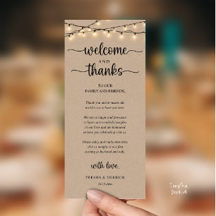 Carte d'invité de réception rustique "Bienvenue et