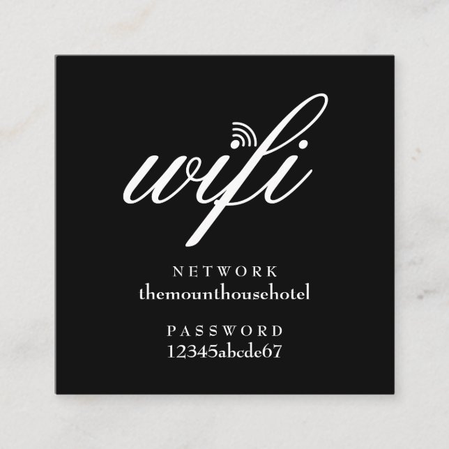 Carte d'invité du réseau Wifi et du mot de passe (Devant)