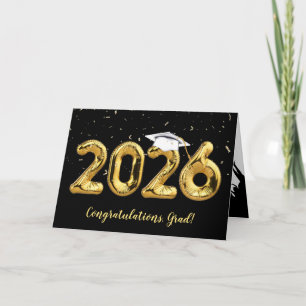 Carte Diplôme 2026 Casquette blanche sur ballon doré