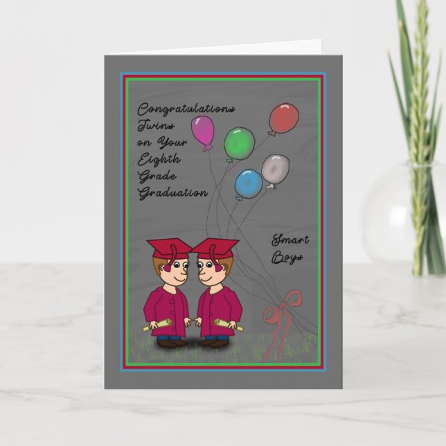 Carte Diplôme de 8e année pour Twin Boys Card (Devant)