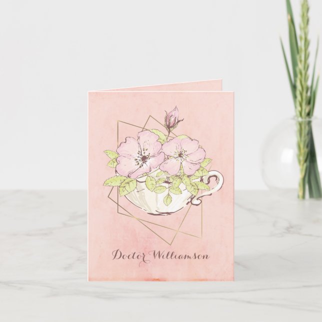 Carte Diplômé de la faculté de médecine Fleurs Tasse de  (Devant)
