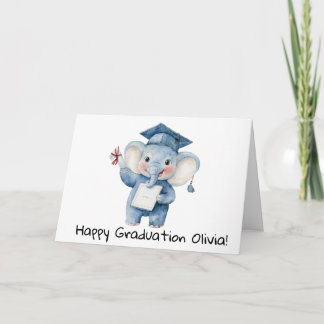 Carte Diplôme éléphant mignon personnalisé 