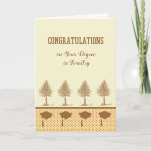 Carte Diplôme en Forestry Card avec Arbres et Casquettes