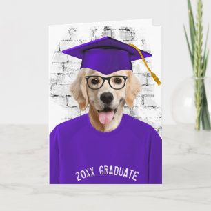 Carte diplôme golden retriever en t-shirt violet