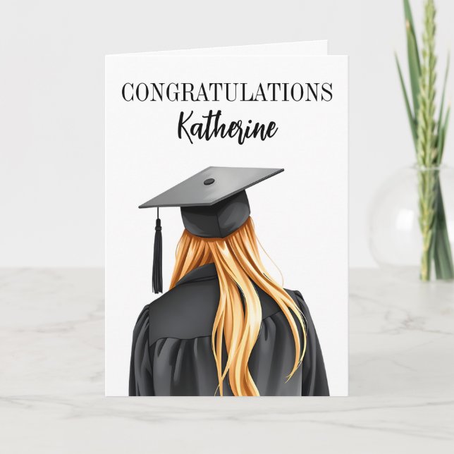Carte Diplômée moderne personnalisée Femme Diplômée (Devant)