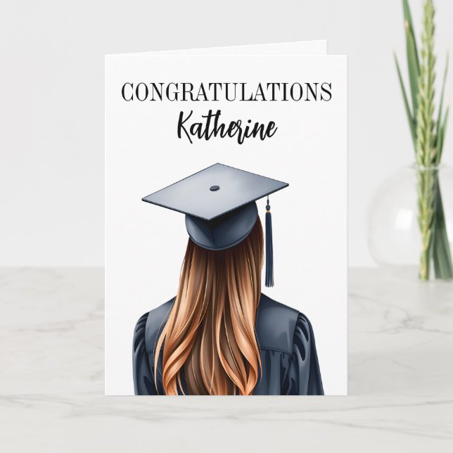 Carte Diplômée moderne personnalisée Femme Diplômée (Devant)
