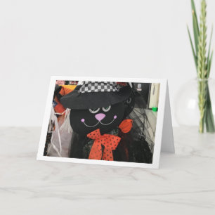 CARTE DIRE **HEUREUX HALLOWEEN** AVEC CHAT NOIR CUT