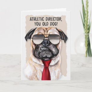 Carte Directeur sportif Retraite Funny Chien Red Cecktie