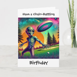 Carte Disc Golfing Alien Funny Pun Anniversaire