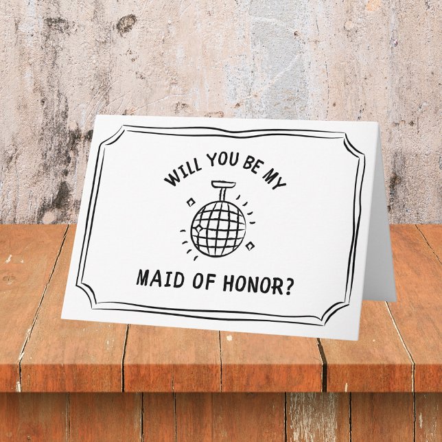 Carte Disco Ball Maid of Honor Proposition | Amusant et  (Shine bright with this chic disco ball maid of honor proposal card a glitzy way to pop the question.)