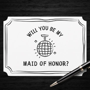 Carte Disco Ball Maid of Honor Proposition   Amusant et 