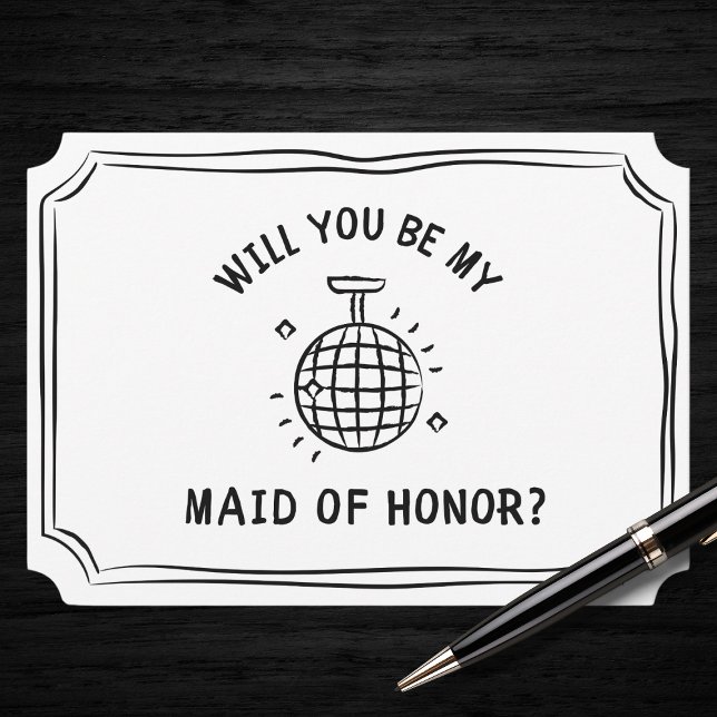 Carte Disco Ball Maid of Honor Proposition | Amusant et  (Pop the question to your bridal party with a playful, retro-inspired maid of honor proposal card.)