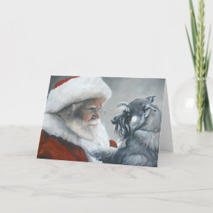 Carte Discutez avec Père Noël Schnauzer Dog Art Grey Car