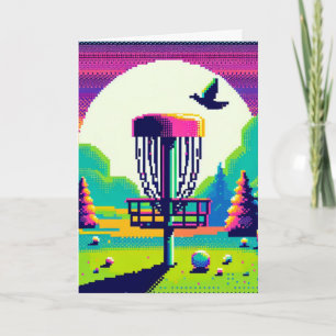 Carte Disque Golf Pin Pixel Art Anniversaire