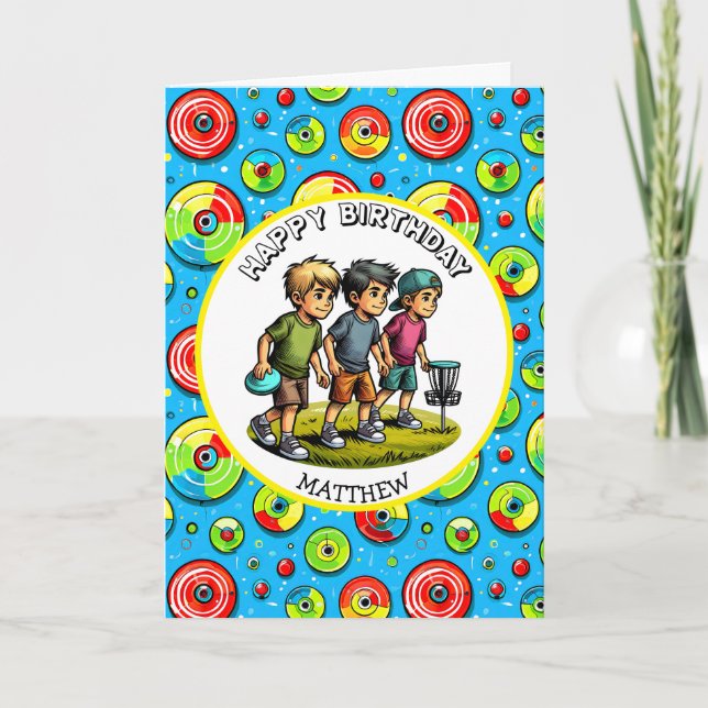 Carte Disque personnalisé Golf Boy's Birthday (Devant)