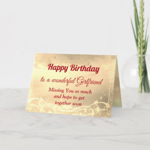 Carte Distance Happy Birthday Girlfriend Card
