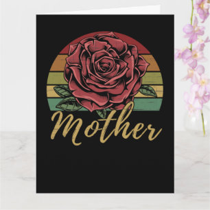 Carte Distressed Retro Sunset Red Rose Mother