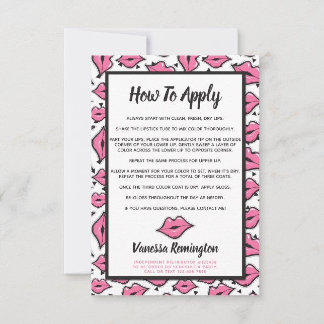 Carte Distributeur Lipstick Comment appliquer l'applicat (Devant)