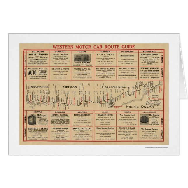 Carte d'itinéraire automatique occidentale 1915 (Devant horizontal)