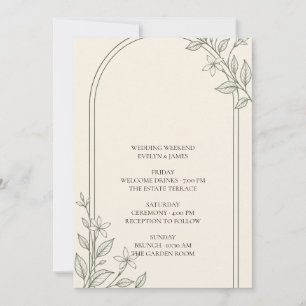 Carte d'itinéraire de week-end de mariage botaniqu