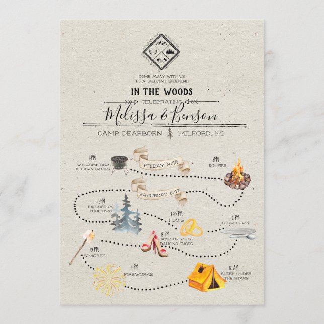 Carte d'itinéraire de week-end de mariage dans les (Devant)