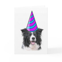 Ditzy Dogs~Carte de voeux~Bordure Collie Anniversa