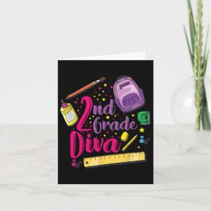Carte Diva 2e Année Premier Jour De L'École Vêtements Fi