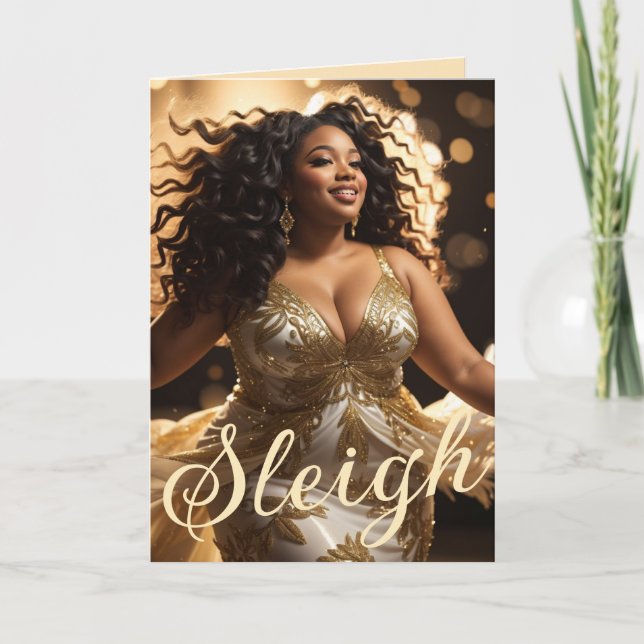 Carte Diva afro-américaine : Noël glamour (Devant)