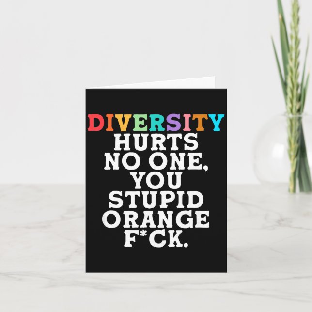 Carte Diversity Hurts You Stud Orange Fck Funny Slogan  (Devant)
