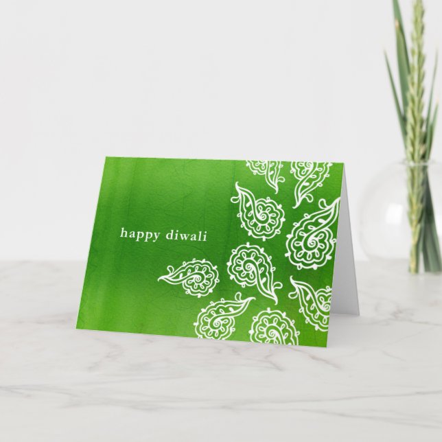 Carte Diwali Forest Green Paisleys (Devant)
