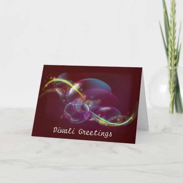 Carte Diwali heureux avec le texte de coutume de bulles (Devant)