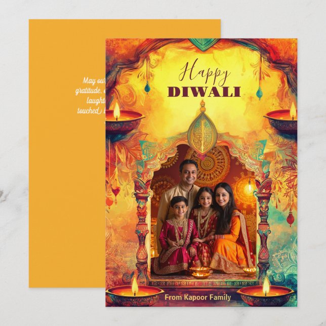 Carte Diwali Splendor jaune (Devant / Derrière)