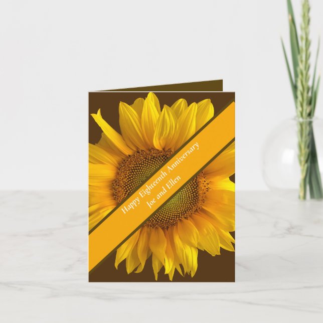 Carte Dix-huitième anniversaire Mariage tournesol (Devant)