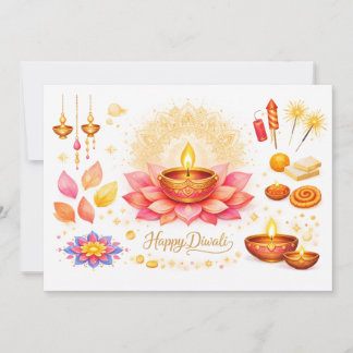Carte Diya & Lotus aquarelle