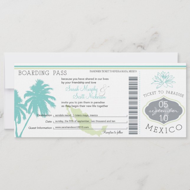 Carte d'Mariage d'embarquement au Mexique (Devant)