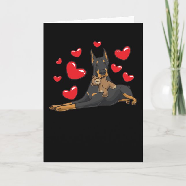 Carte Doberman avec animal empaillé (Devant)