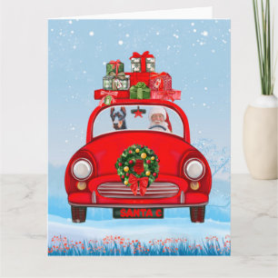 Carte Doberman Chien En Voiture Avec Le Père Noël