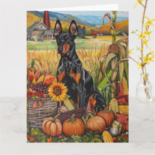 Carte Doberman Chien Moisson d'automne Thankgiving