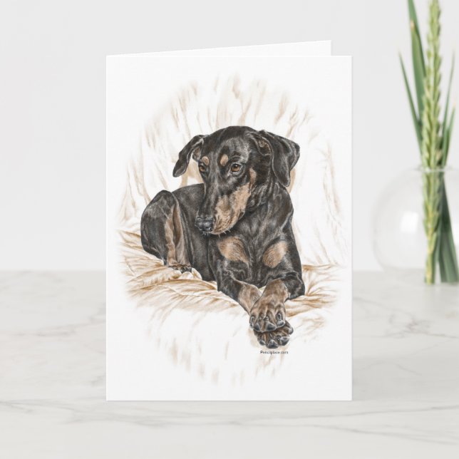 Carte Doberman Chien oreilles naturelles (Devant)
